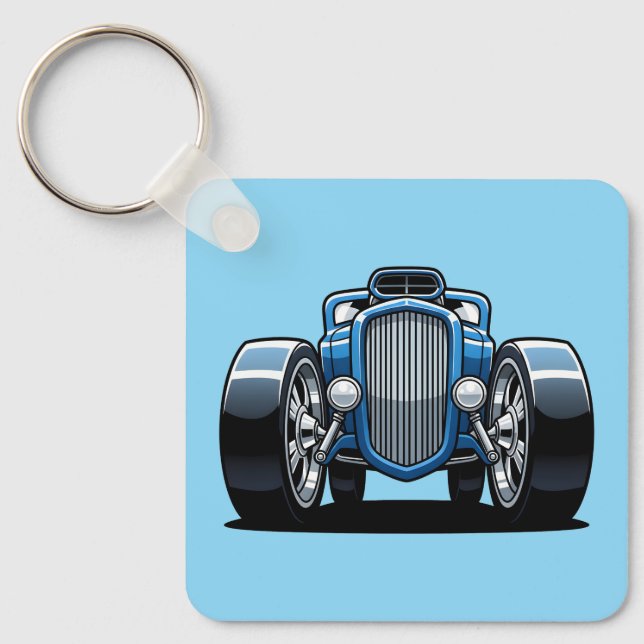 Toon Hotrod Art  Key Ring (Front)