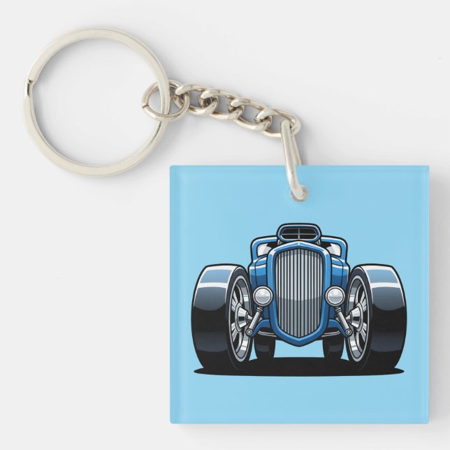 Toon Hotrod Art  Key Ring (Front)