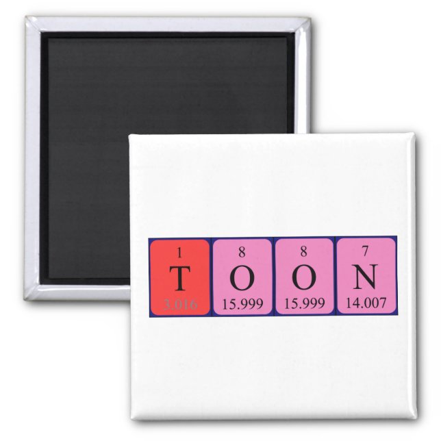 Toon periodic table name magnet (Front)