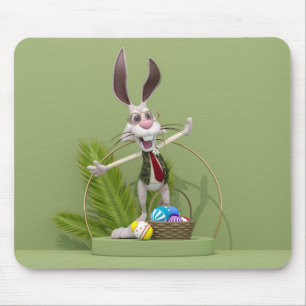 Toon Rabbit Standing near Easter Eggs Mouse Mat