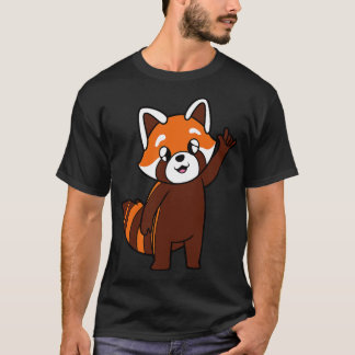 toon red panda shows I love you ASL hand gesture T-Shirt