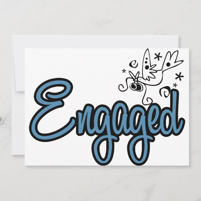 ToonDoveEngagedBlue Invitation (Front)