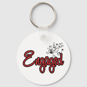 ToonDoveEngagedRed Key Ring