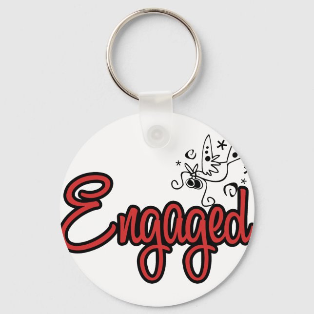 ToonDoveEngagedRed Key Ring (Front)