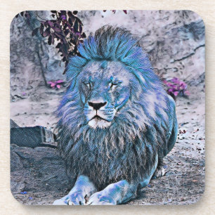 Toony lion blue coaster