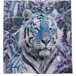 Toony Tiger blue Shower Curtain