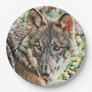 toony wolf paper plate