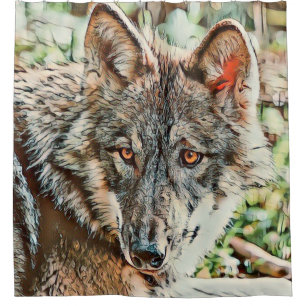 toony wolf shower curtain