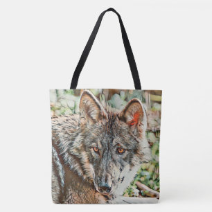 toony wolf tote bag
