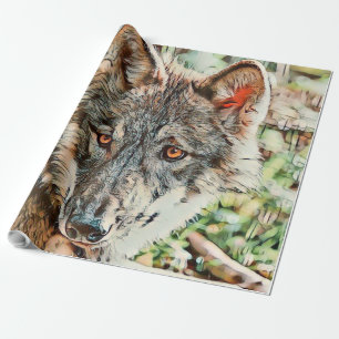 toony wolf wrapping paper