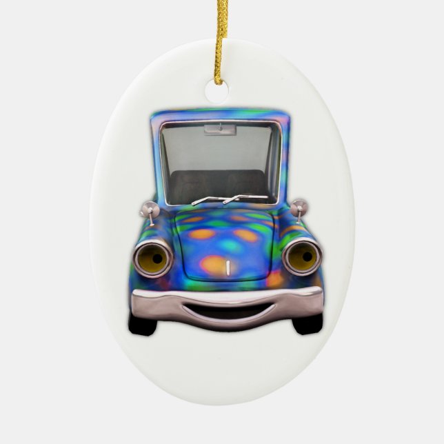 Toot! Toot! the Cute Little Cartoon Car Ceramic Tree Decoration (Front)