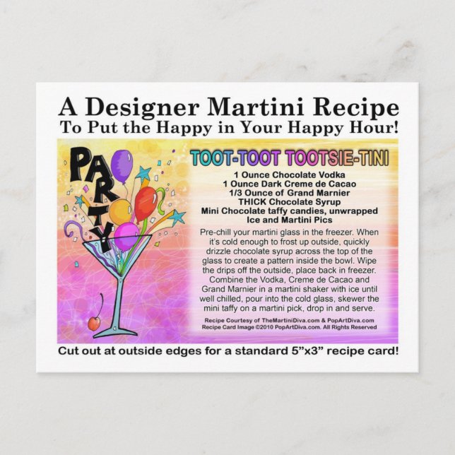 Toot-Toot Tootsie-Tini Martini Recipe Card (Front)