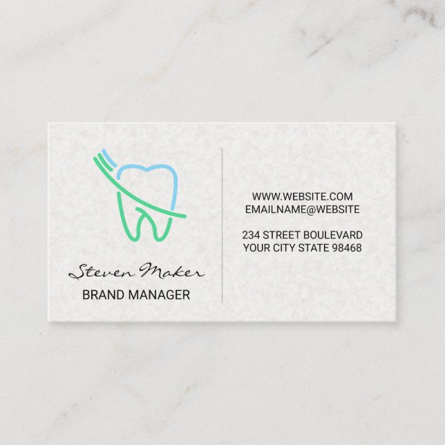 Tooth and Brush Logo Business Card (Front)