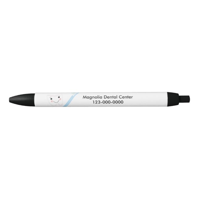 Tooth and Toothbrush Dental Design Black Ink Pen (Front)