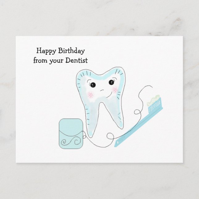 Tooth and Toothbrush Dental Design Postcard (Front)
