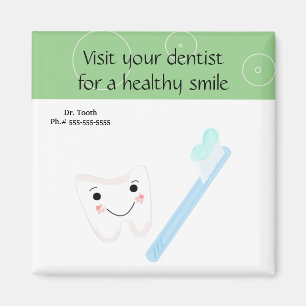 Tooth and Toothbrush with Dental Saying Magnet