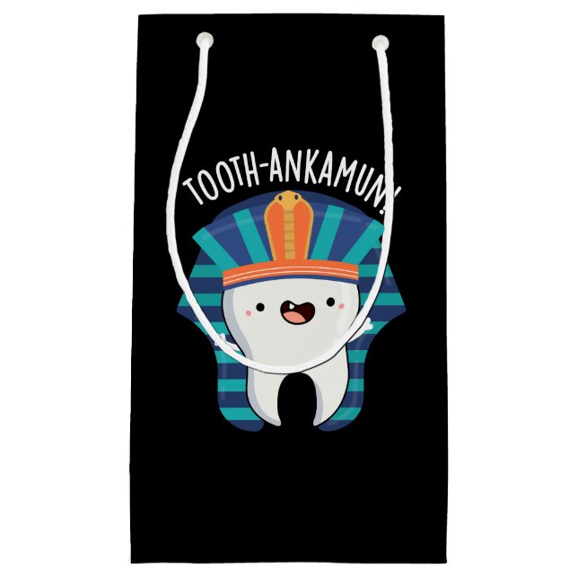Tooth-ankamun Funny Tooth Pun Dark BG Small Gift Bag (Front)