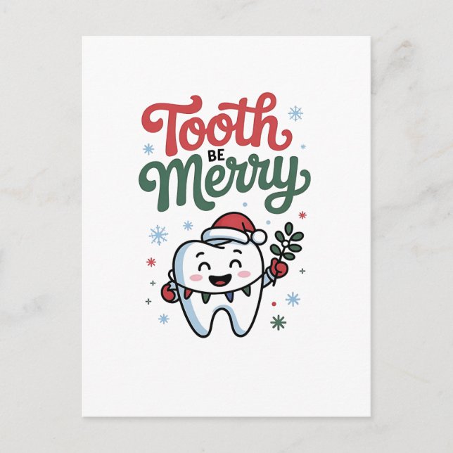 Tooth Be Merry Dental Dentist Christmas Xmas  Announcement Postcard (Front)