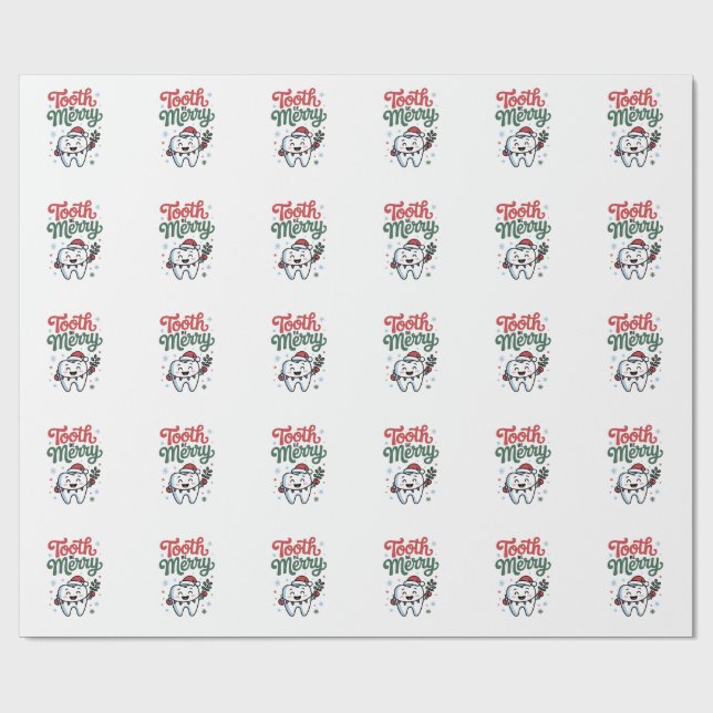 Tooth Be Merry Dental Dentist Christmas Xmas  Wrapping Paper (Flat)
