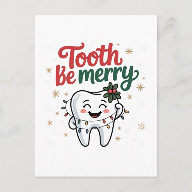 Tooth Be Merry Funny Dental Dentist Christmas Invitation Postcard (Front)