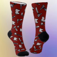 Tooth Be Told | Burgundy Dental Crew Socks
