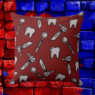 Tooth Be Told | Burgundy Dental Throw Pillow