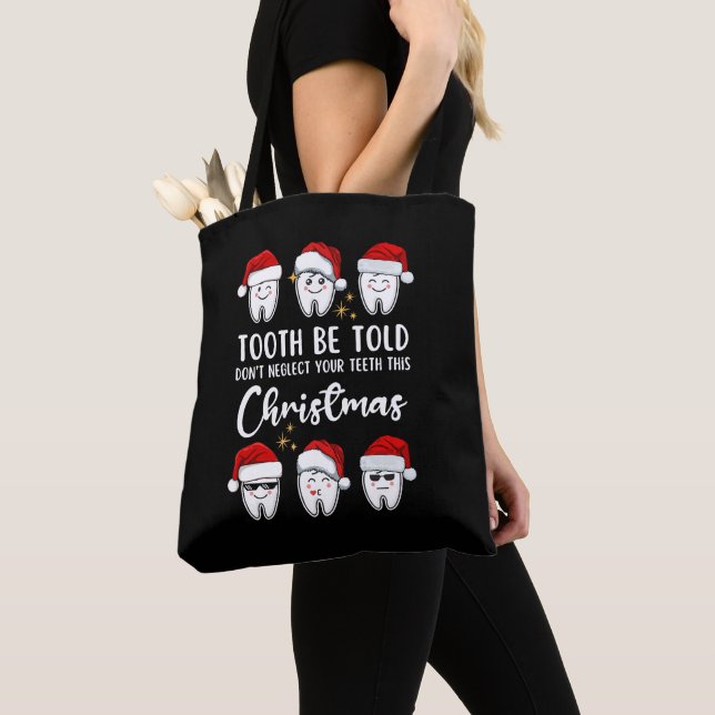 TOOTH BE TOLD Dental Christmas Floss-ophy Tote Bag (Close Up)
