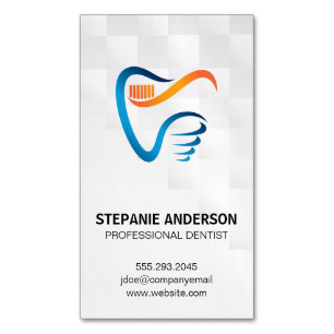 Tooth Brush and Tooth Logo Dental Magnetic Business Card