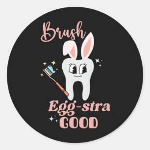 Tooth Bunny Dentist Easter Dental Istant Easter Da Classic Round Sticker