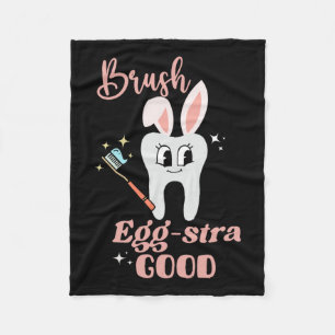 Tooth Bunny Dentist Easter Dental Istant Easter Da Fleece Blanket