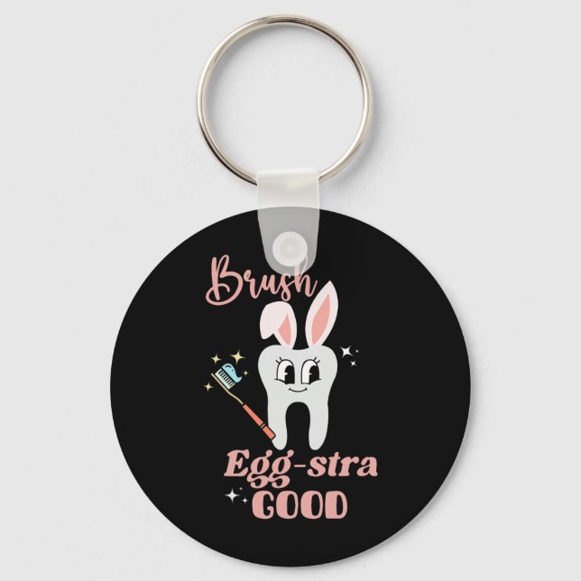 Tooth Bunny Dentist Easter Dental Istant Easter Da Key Ring (Front)