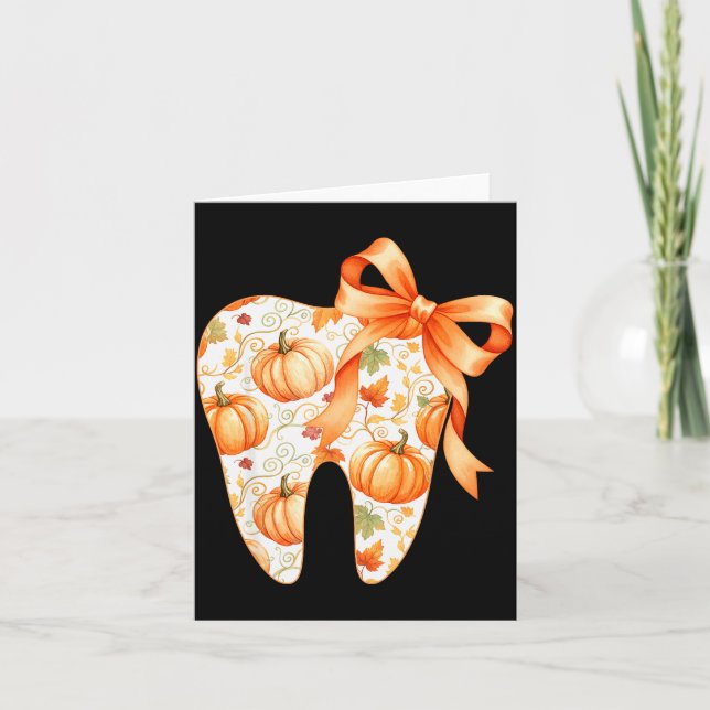 Tooth Coquette Bow Dentist Thanksgiving Dental Ist Card (Front)