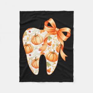 Tooth Coquette Bow Dentist Thanksgiving Dental Ist Fleece Blanket