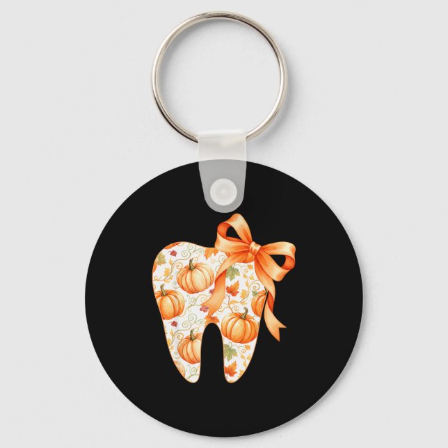 Tooth Coquette Bow Dentist Thanksgiving Dental Ist Key Ring (Front)