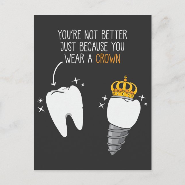 Tooth Crown Dentistry Doctor Dental Hygienist Postcard (Front)