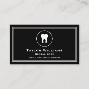 Tooth Dentist Dental Clinic Dentistry Black White Business Card