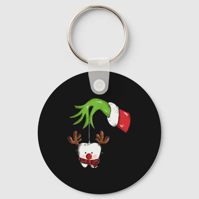 Tooth Dentist Dental Istant Teeth Christmas Rudolp Key Ring (Front)