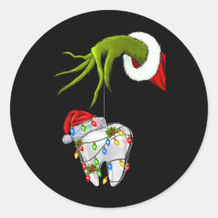Tooth Dentist Dental Istant Teeth Christmas Xmas H Classic Round Sticker