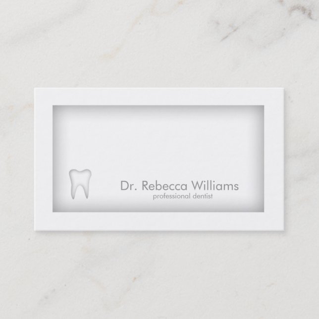Tooth Design Dentist Grey Border Shadow Card (Front)