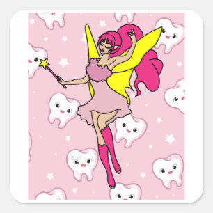 Tooth Fairy Dentist Lost Milk Tooth Square Sticker