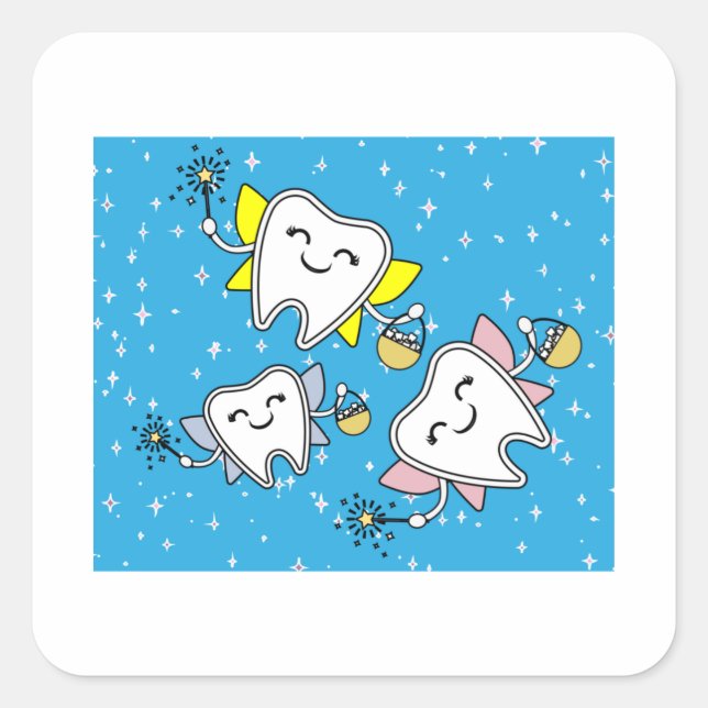 Tooth Fairy Dentist Lost Milk Tooth Square Sticker (Front)