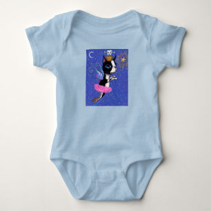 Tooth Fairy Dog Boston Terrier Pink Tutu Crown Baby Bodysuit