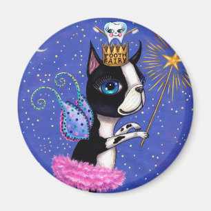 Tooth Fairy Dog Boston Terrier Pink Tutu Crown Magnet