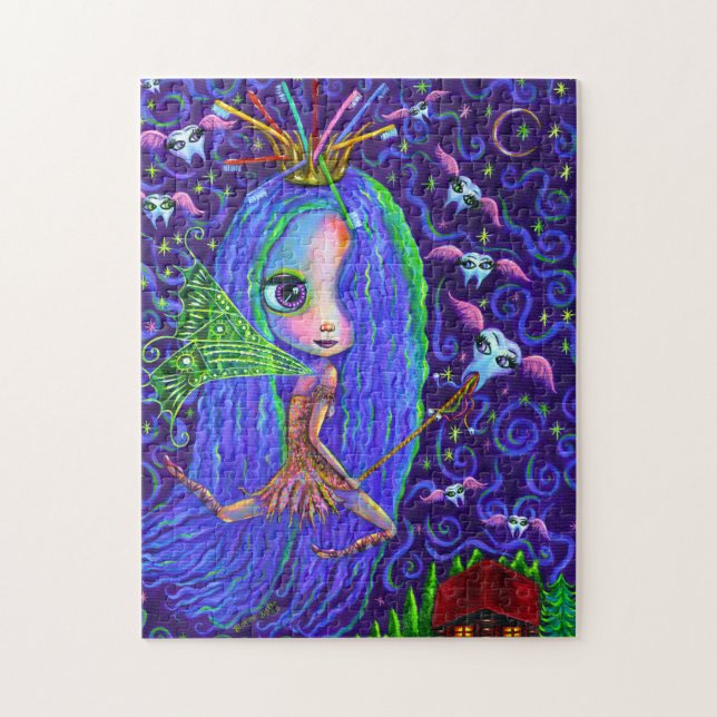 Tooth Fairy Flying Teeth Toothbrush Crown Big Eyes Jigsaw Puzzle (Vertical)