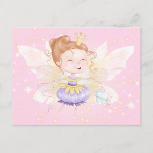 Tooth fairy letter cute princess with tooth pink postcard