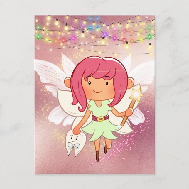 Tooth fairy letter | girl princess gold frame post postcard (Front)