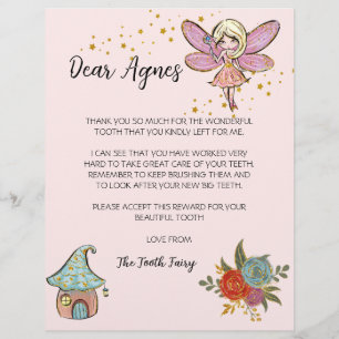 Tooth Fairy Letter, Personalised Tooth Fairy Card