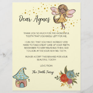 Tooth Fairy Letter, Personalised Tooth Fairy Card