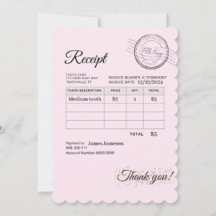 Tooth Fairy Payment Receipt Kids Magic Card