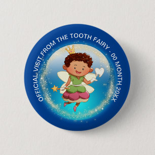 Tooth fairy prince with wand tooth gold crown butt 6 cm round badge